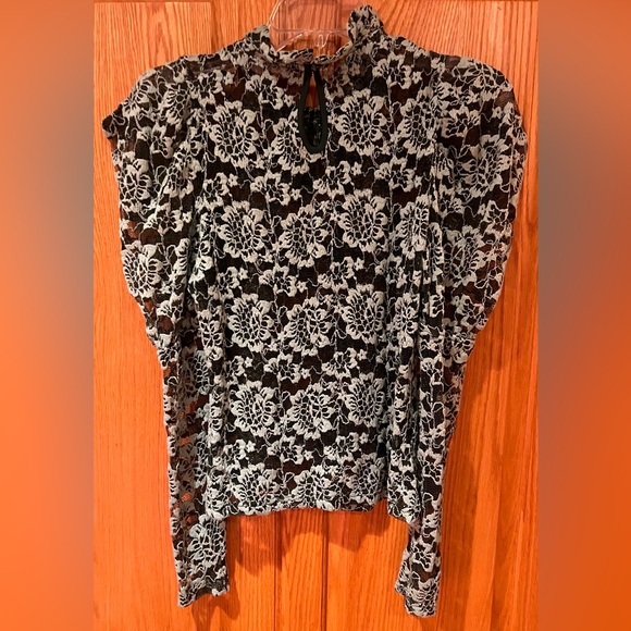 Anthropologie Dolan Left Coast Sheer Lace Mock Neck Long Sleeve Top Green XS - Picture 10 of 13